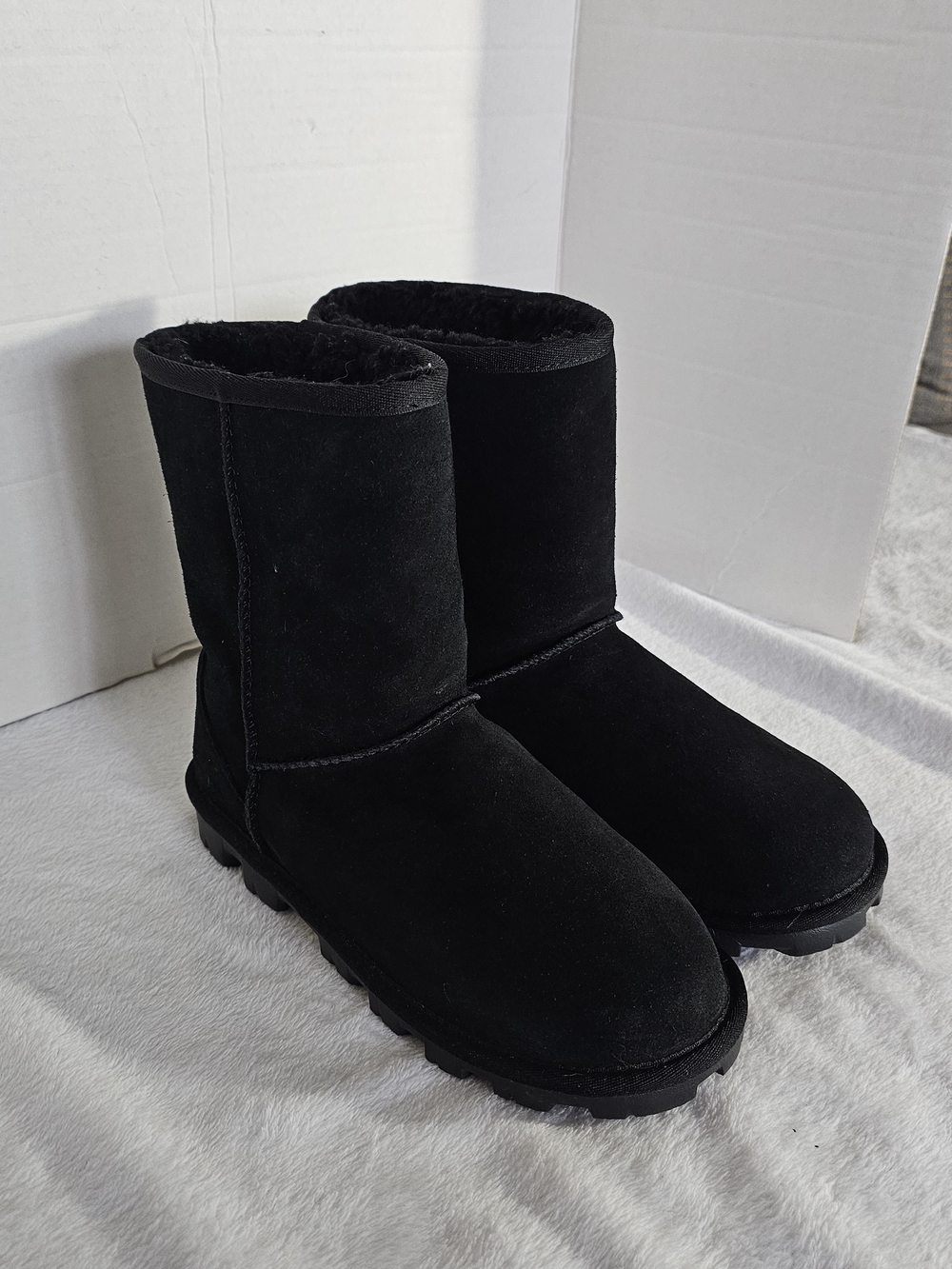 UGG Black Suede Short Shearling Boots